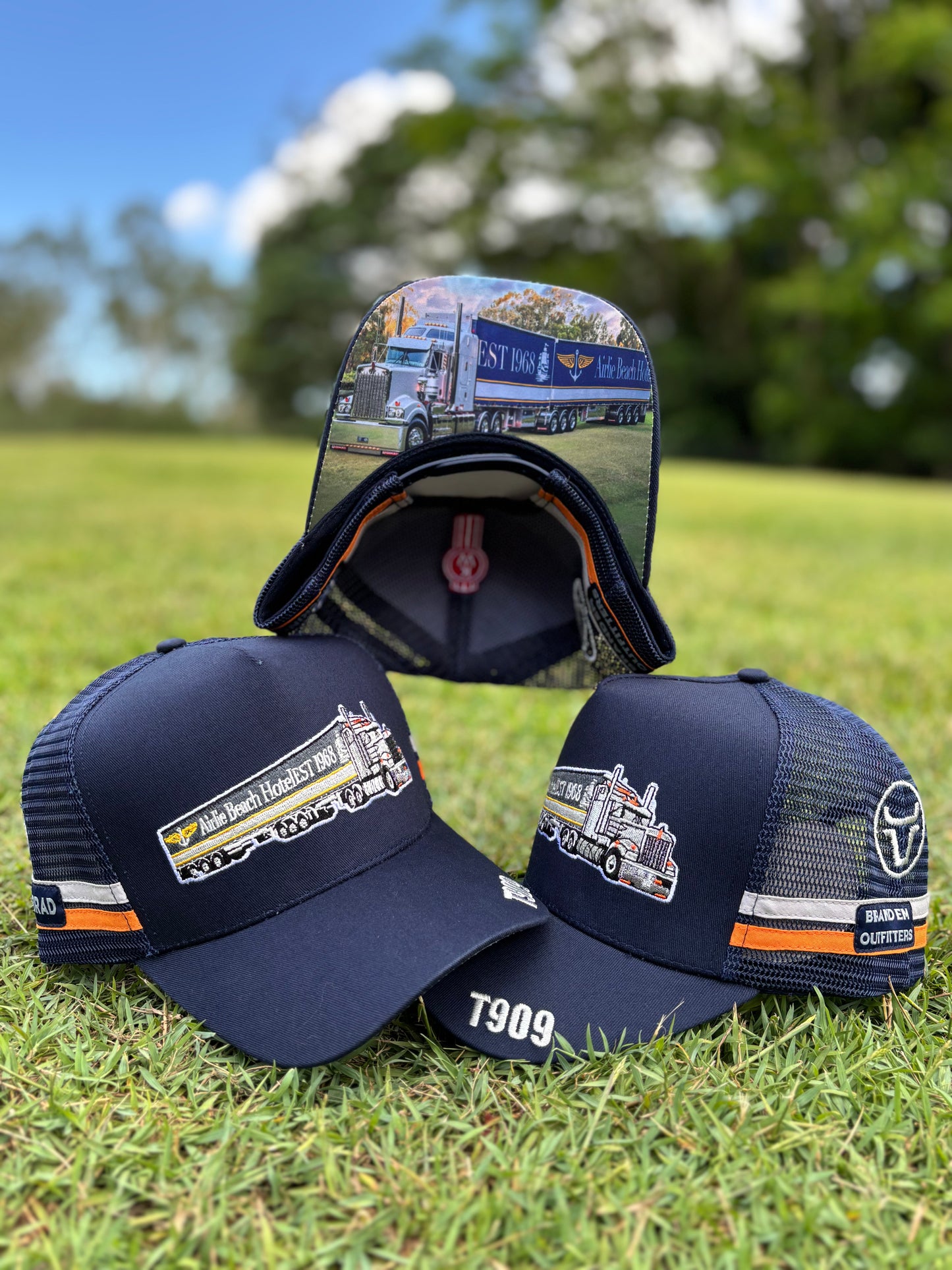 Embroidered custom trucker cap – Brand’Em Outfitters design for Aussie businesses