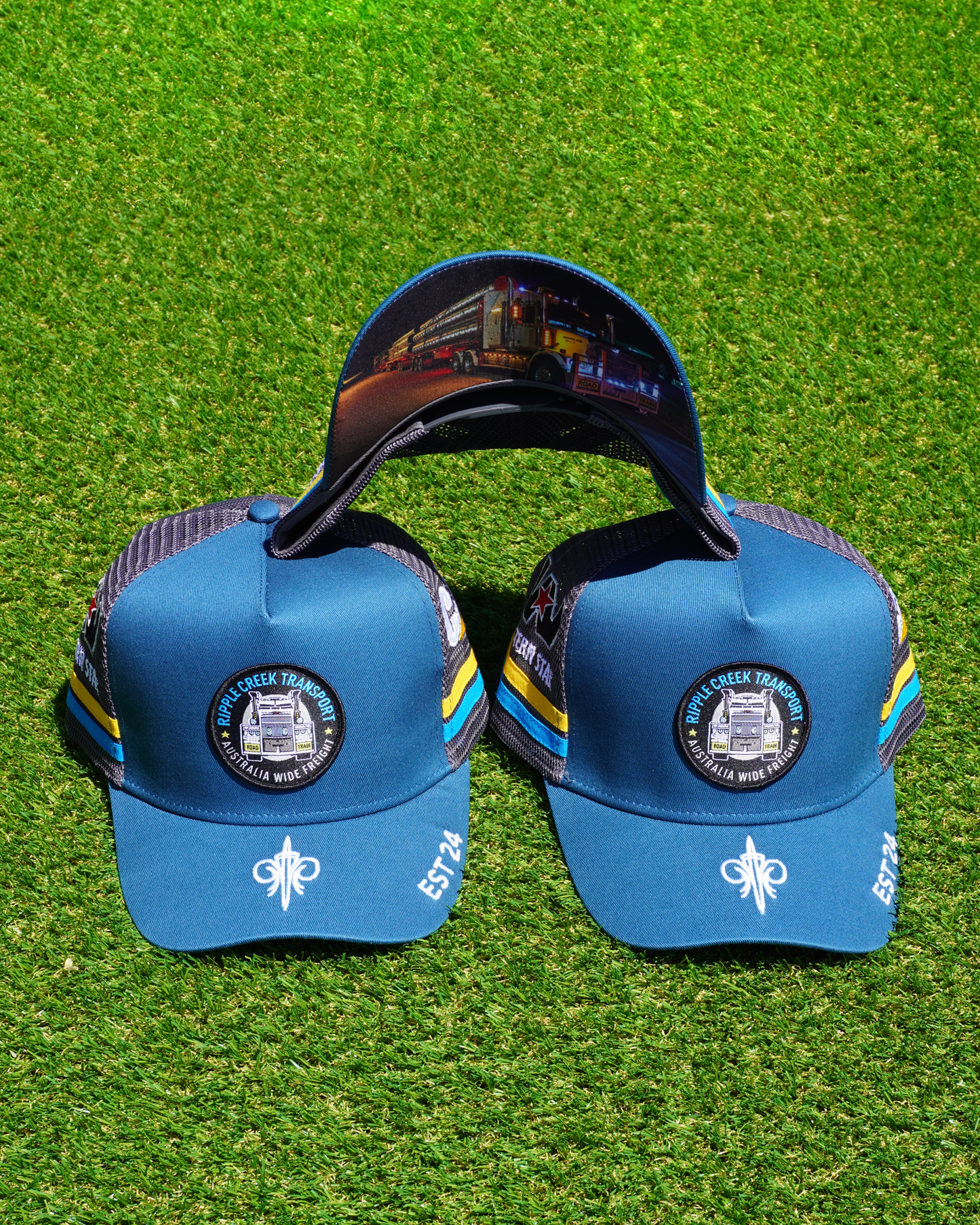 Embroidered custom trucker cap – Brand’Em Outfitters design for Aussie businesses