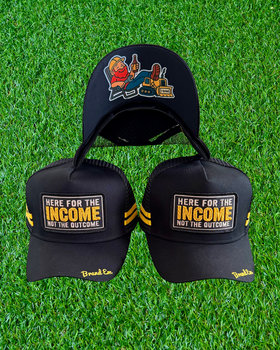Here For The Income Trucker Cap BLACK