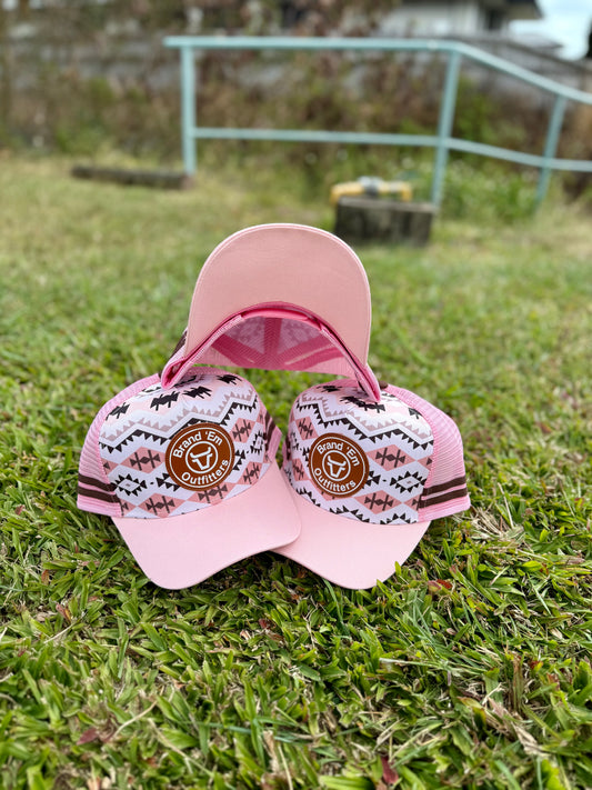 Brand Em Pink Aztec Trucker Hat