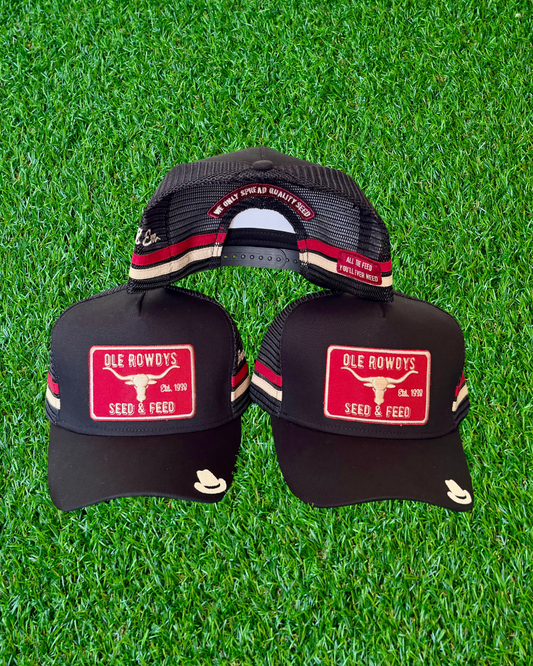 Ole Rowdys Feed & Seed Trucker Cap BLACK