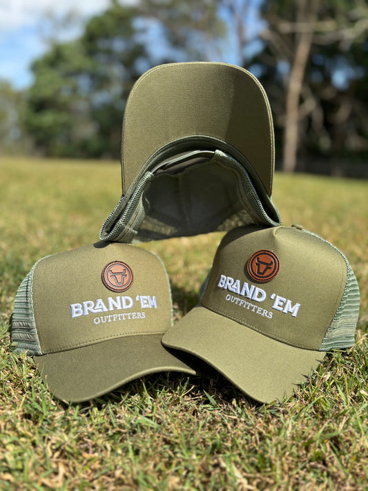 Brand Em Olive Trucker Hat