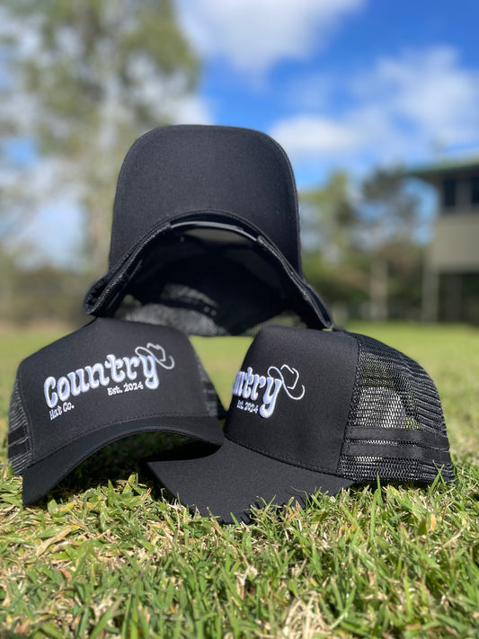 Country Hat Co Plain Black Trucker Hat