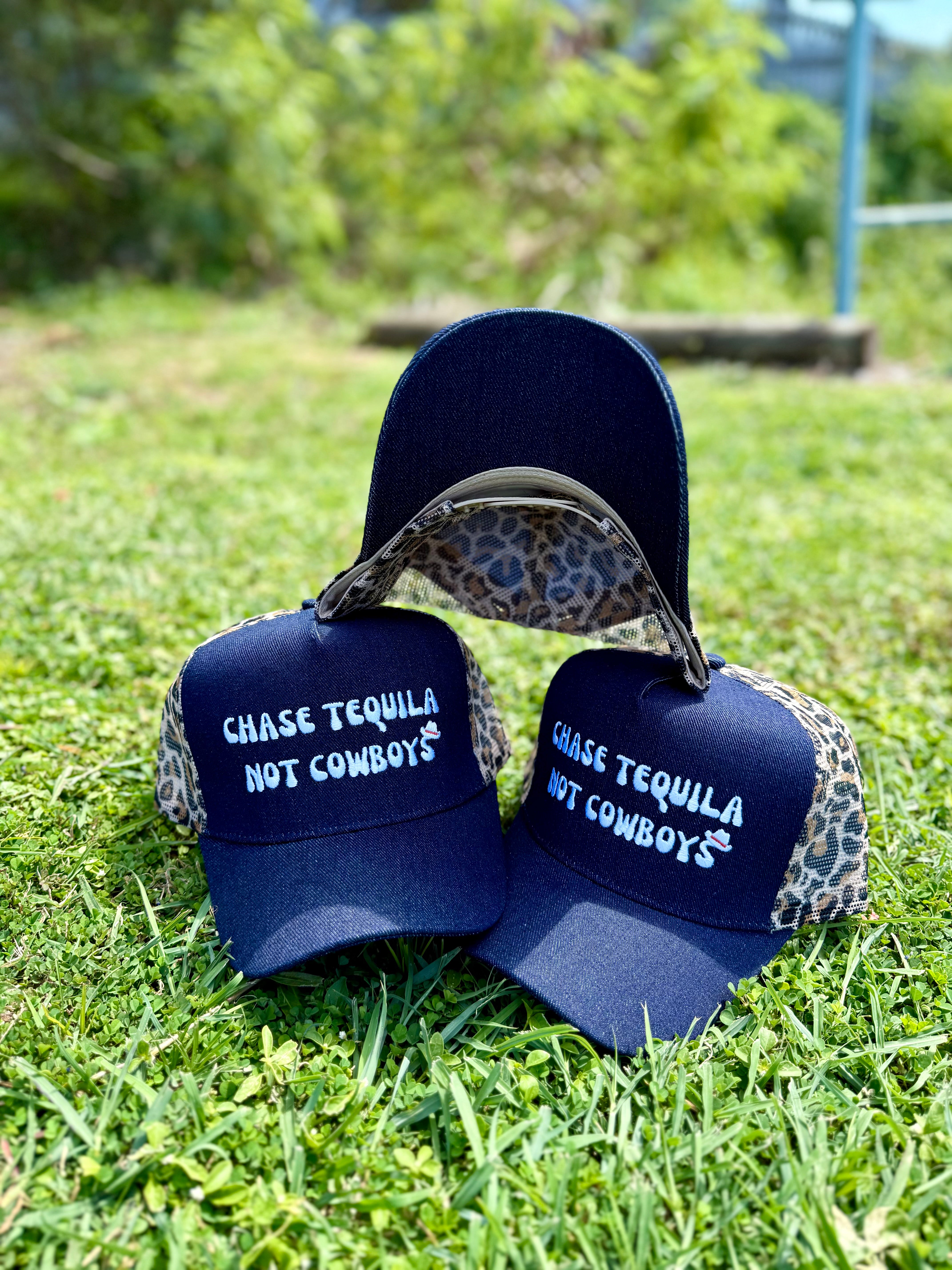 Chase Tequila Not Cowboys Trucker Hat (Denim)
