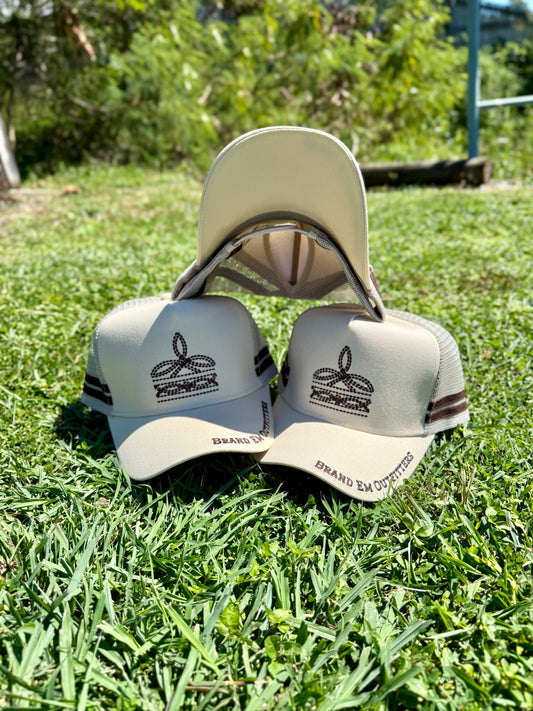 Brand Em Boot Print Trucker Hat - (Cream)