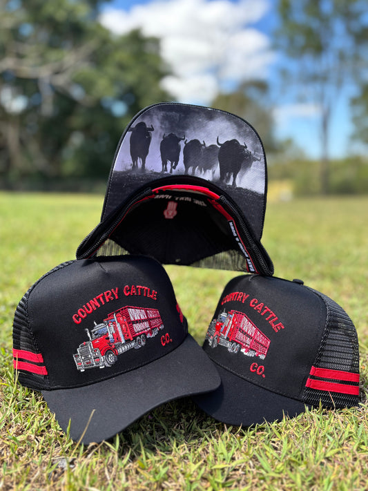 Country Cattle Co Black & Red Trucker Hat