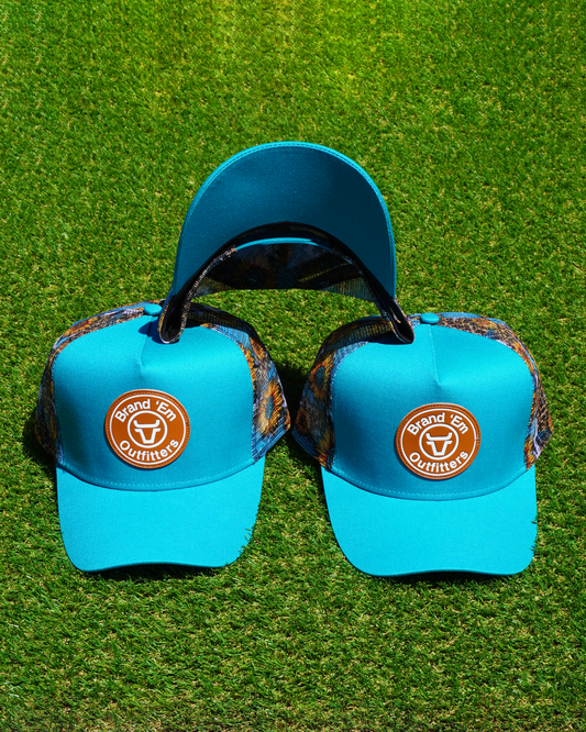 Brand Em Sunflower Trucker Hat (Teal)