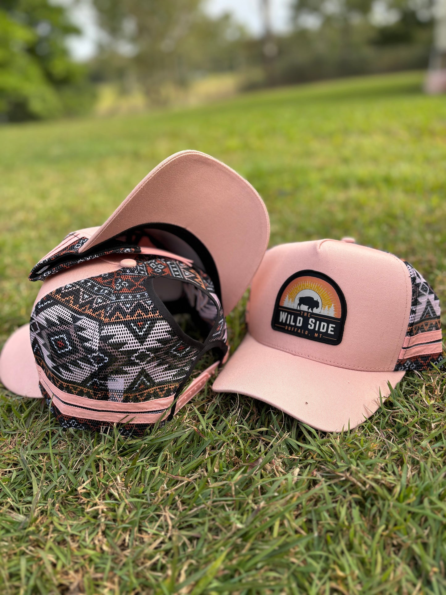 Wild Side Aztec Trucker Hat (Pink)