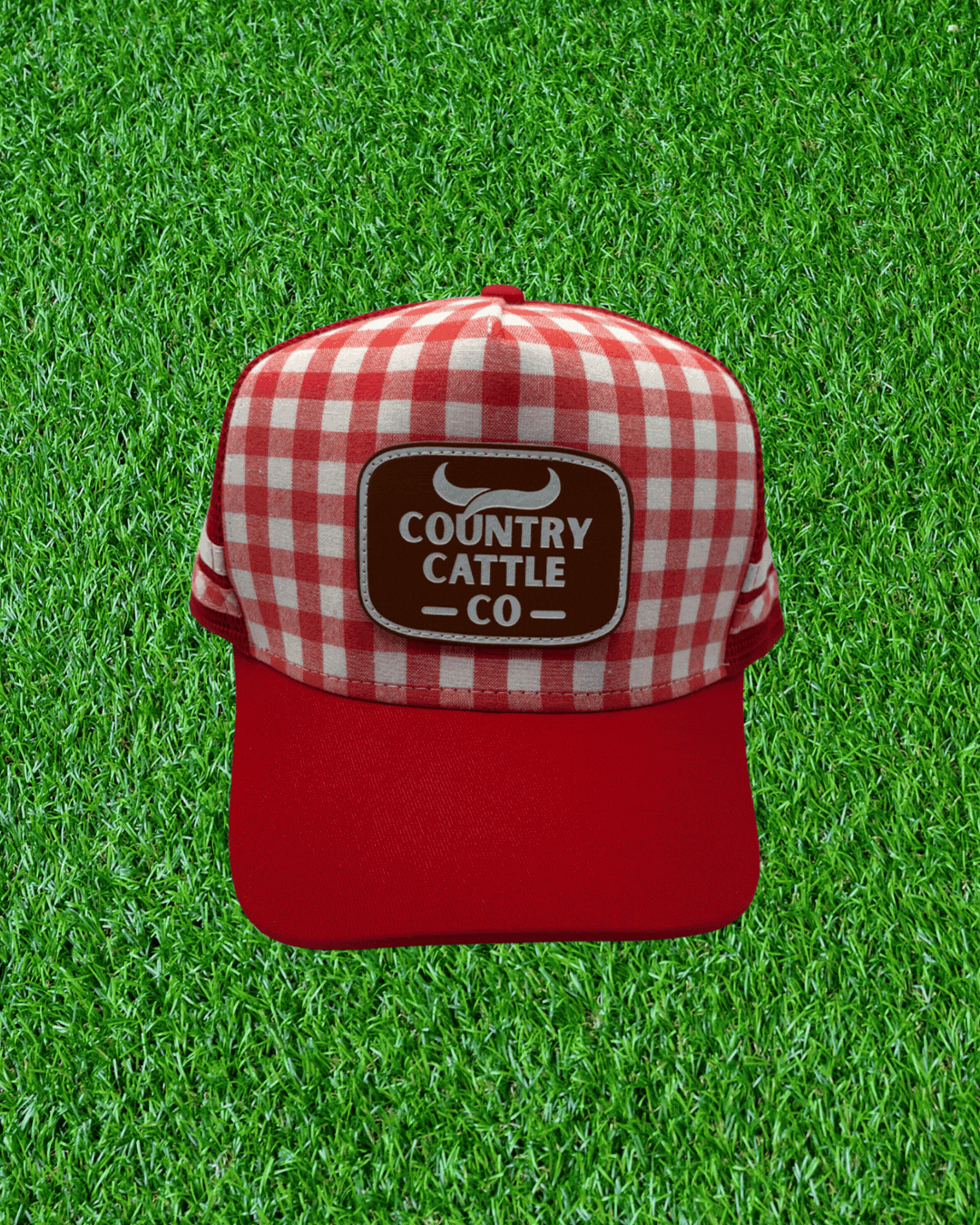 Country Cattle Co Trucker Cap (Red Gingham)